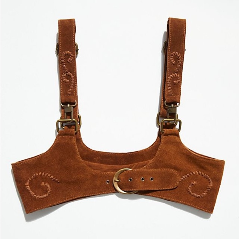 Free People Brown Cognac Brown Harness Corset